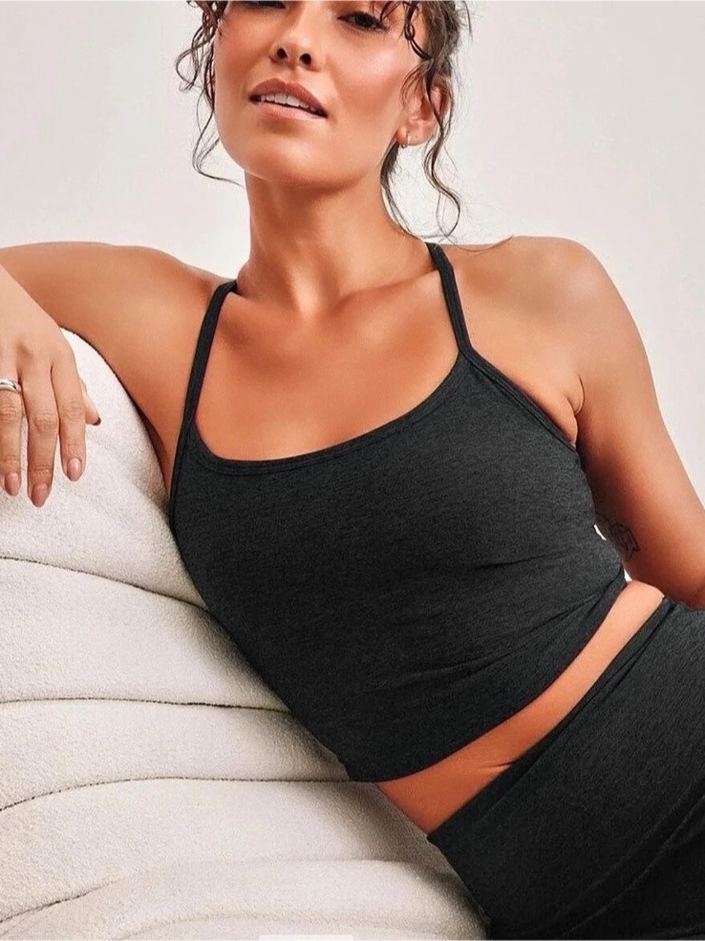 Beyond Yoga spacedye slim racerback cropped tank top black M